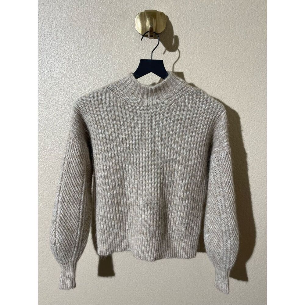 Ted Baker Light Cream Ribbed Mock Neck Sweater